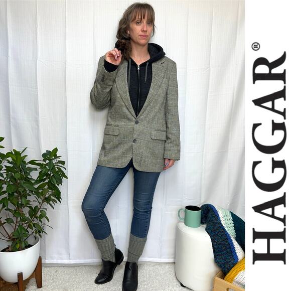 Vintage Haggar Gallery Plaid Tweed Blazer Heritage Style Made In USA Sz: 40 - Picture 1 of 10